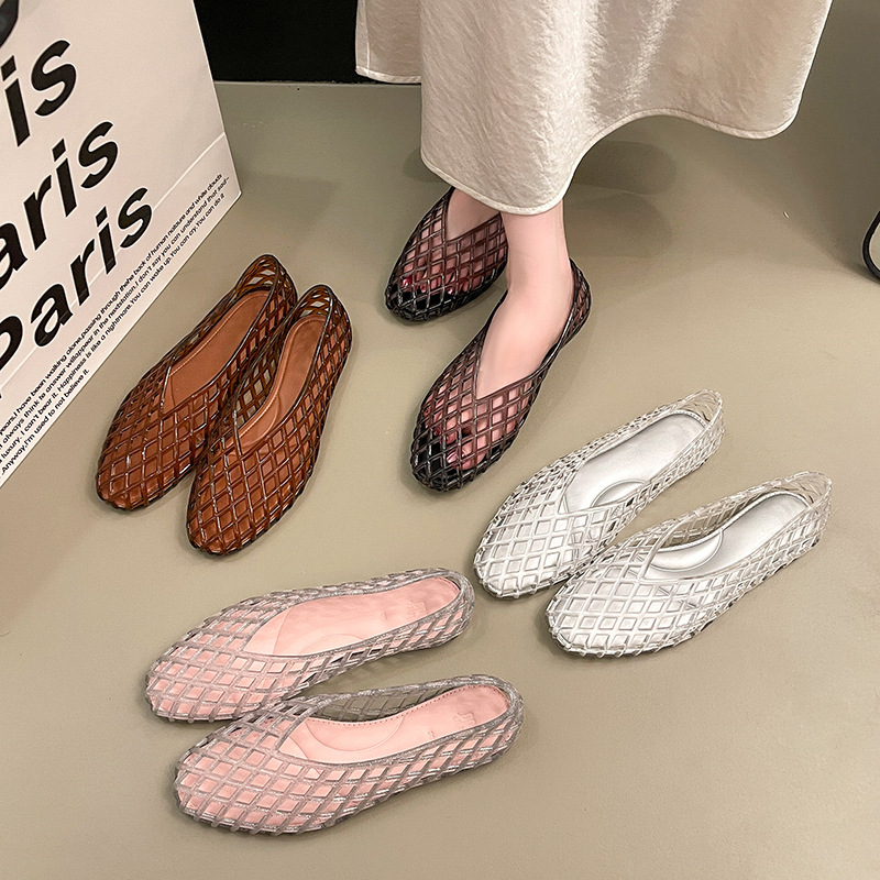 Crystal Mesh Fabric - omens zomer platte jelly sandalen visnet
