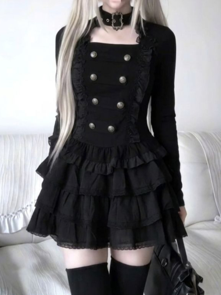 Elastic Lace Trim - Gothic Harajuku Lolita 2-delige set voor