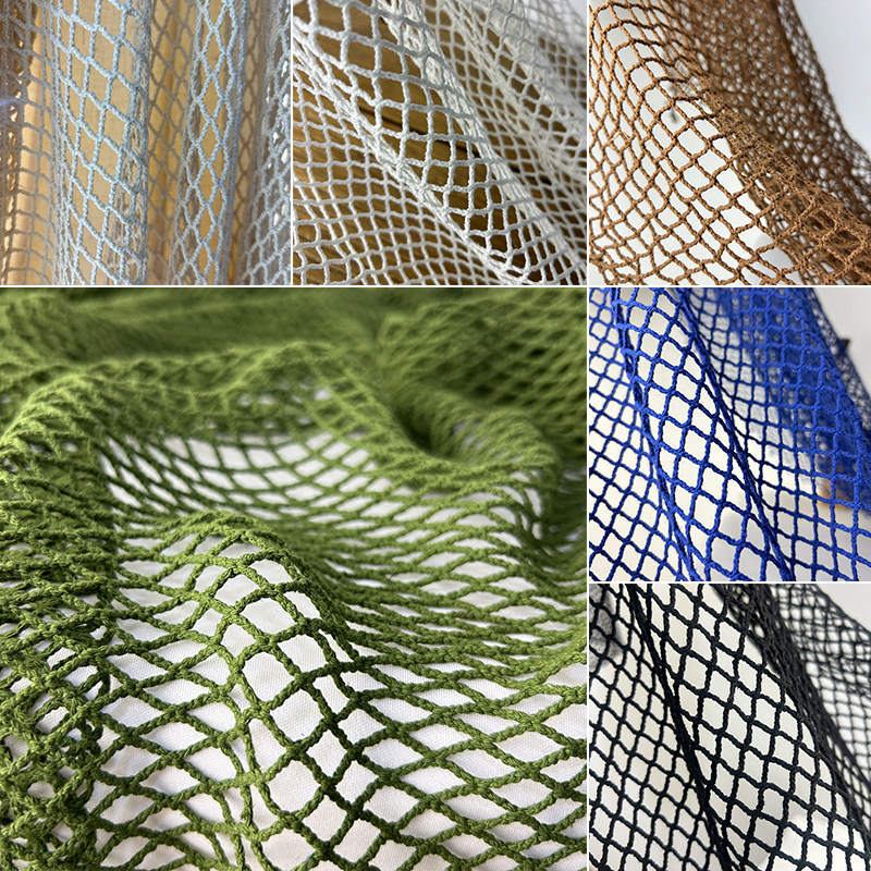 Crystal Mesh Fabric - Katoenen linnen visnetstof, grootgaas, uitgehold, doorzichtig
