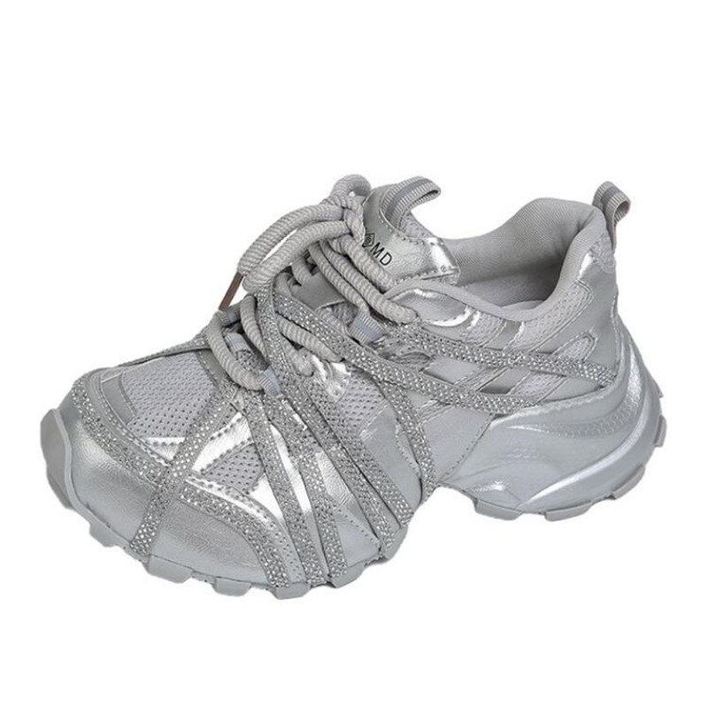 7CM Chunky Sneakers Dames Casu - Crystal Mesh Fabric recensie en prijs
