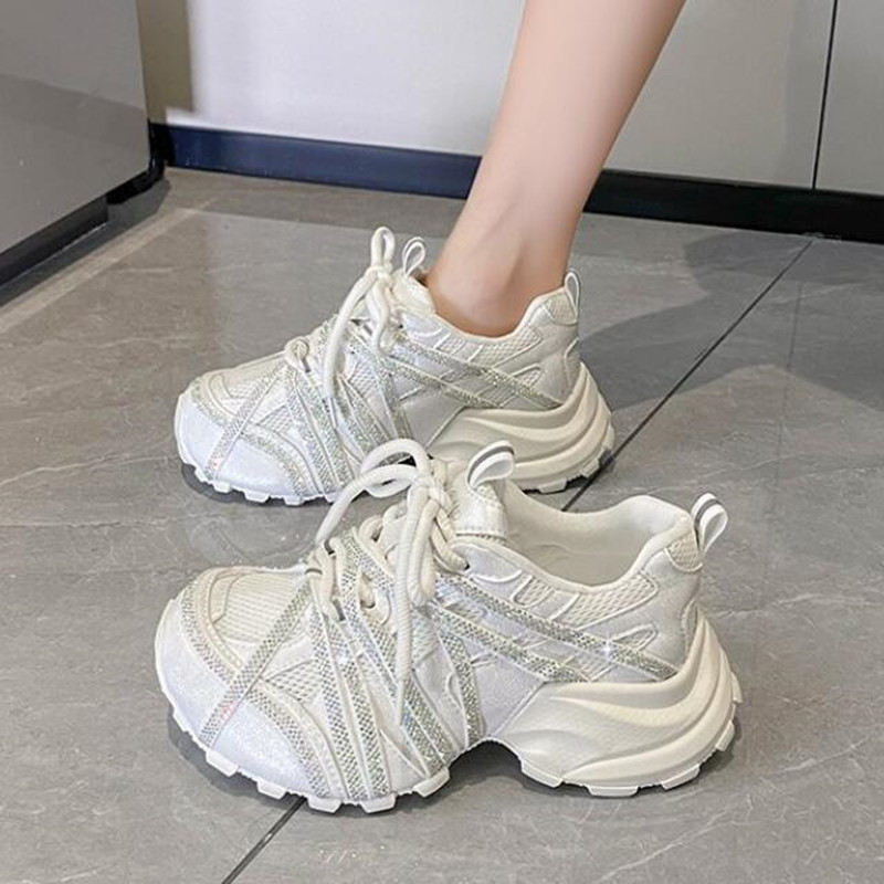 7CM Chunky Sneakers Dames Casu - Crystal Mesh Fabric recensie en prijs